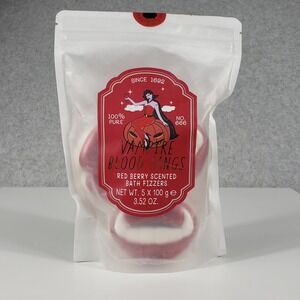 Asquith & Somerset Vampire Blood Fangs Red Berry Bath Fizzers 5pk Whimsigoth NIB